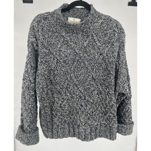 EXPRESS Tricot Cable Hand Knit Sweater Size M Wool Angora Fisherman Cottagecore